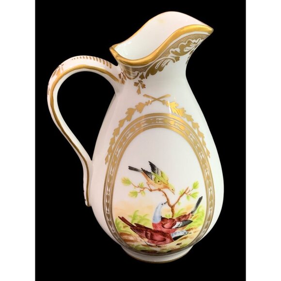 1980s Frankin Mint Fine Porcelain Creamer Collection Wooded Birds 5.2 Inch - Picture 3 of 6